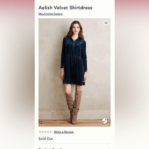 Anthropologie velvet shirt dress